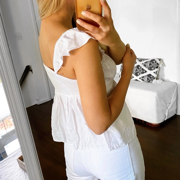 🐚 REBELLION BOHO WHITE RUFFLE SUMMER TOP! - Picture 4 of 12